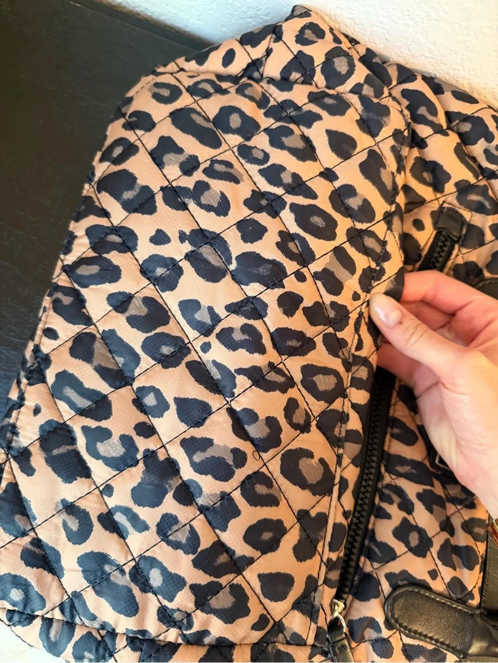 DKNY Quilted Leopard Print Nylon Tote Bag : Lightweight Shoulder Bag